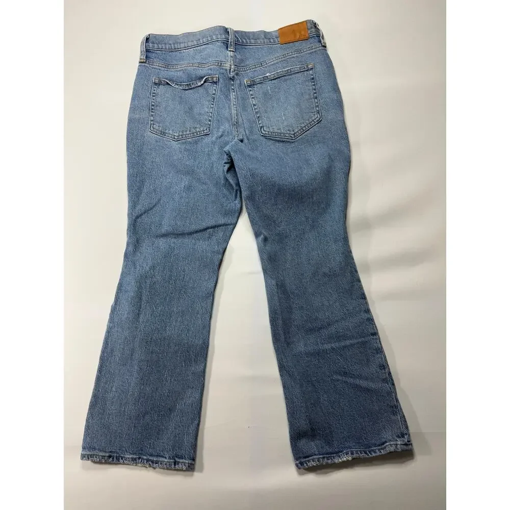 J.Crew‎ Women's Distressed Demi Boot Crop Blue Denim Jeans - Size 30x25*